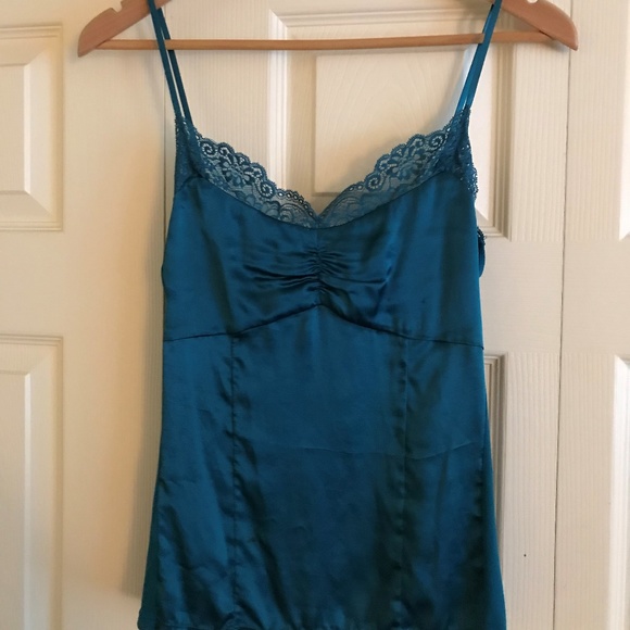 Ann Taylor Turquoise Silk Lace Cami - Picture 1 of 7